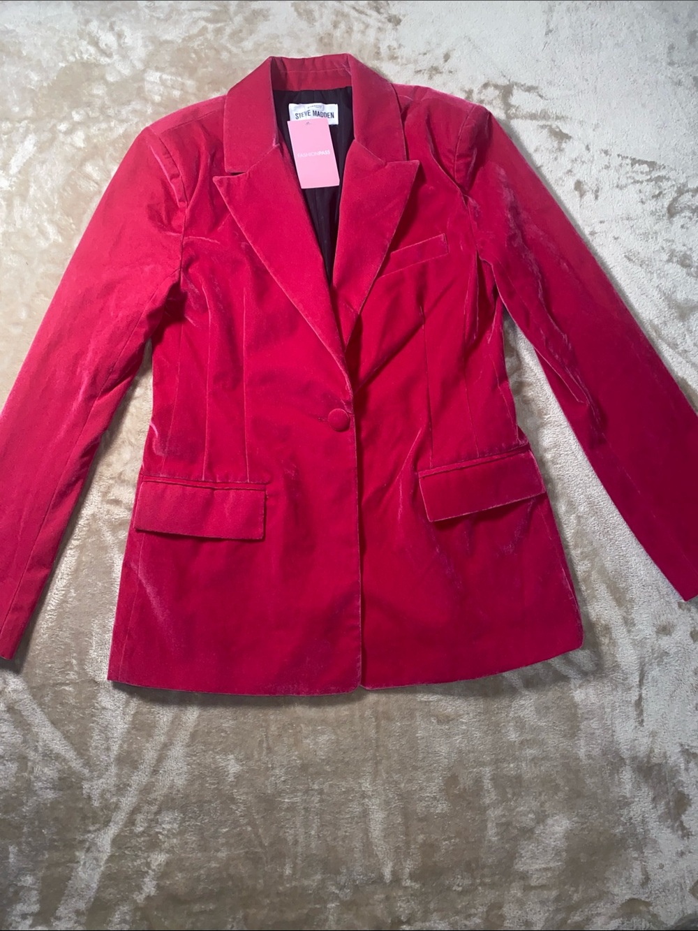 NWT Steve Madden Bright pink Velvet Single-Button Blazer